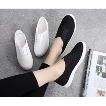 2cm데일리 여성 밴시 끈없는 단화 편하고 가벼운 캔버스화 여학생 스니커즈 캠퍼스화