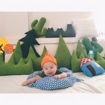 쿠션 북유럽 장식 디자인 잔디 산모양 베개 소파, 그린 올리브 그린 미니 잔디 (35x18)
