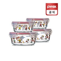 코렐 파이렉스 스누피 밀폐용기 원형 380ml 620ml 4P 세트