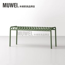 북유럽 모던그린 야외 철제 테이블 캠핑 레스토랑 정원용, 벤치 : 120X35X45