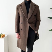 남자 겨울 코트 울 캐시미어 더블 헤링본 하프 롱 아우터 빅 사이즈