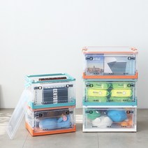 리빙스마일 투명 폴딩박스 캠핑 수납정리함 S 28L, 화이트