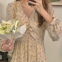 2023 써스데이 아일랜드 하라주쿠 스타일 원피스 긴 소매 드레스 꽃 디자인 휴가