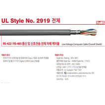 광일전선UL2919 RS-485 AWG24X4P/1롤300M/전체차폐케이블/통신케이블/신호전송케이블/트위스트케이블