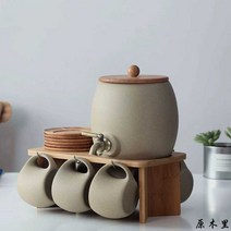 홈카페 티메이커 세라믹 핸드드립 도자기 애프터눈, 테라코타(6컵 스테인리스 수전) 2300ml