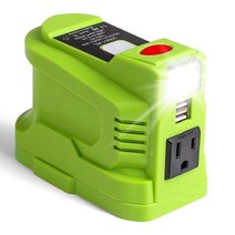 휴대용 자가 전기 소형 발전기 비상용 배터리 캠핑용 차박 낚시 ryobi 18v 리튬 용 듀얼 usb led 라이트가있는 150w 전원 인버터 발 발, 초록