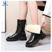 셀럽당 여성 스노우 부츠 중통 뒤 지퍼 캐주얼 내마모 플랫 방수 기모를 더하고 두껍게 하다.