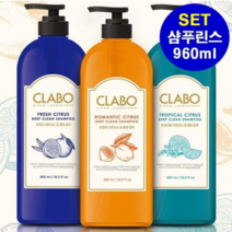 애경 ClABO 클라보 시트러스 샴푸린스세트 960ml X 2 청소년 비듬샴푸 약산성샴푸 모발샴푸 극손상, 로맨틱 시트러스 1세트
