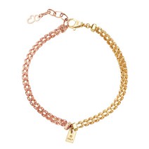 모아르 여자 18K 체인 팔찌 콤비골드 벌집