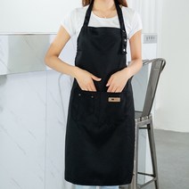 엔딜라이트 심플한 길이조절 바리스타 방수 앞치마, 블랙, 1개