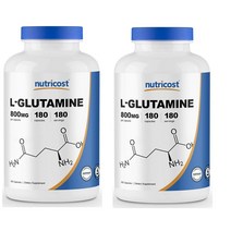 뉴트리코스트 Nutricost L-Glutamine 엘 글루타민 800mg 180캡슐 2팩, 1개, 1