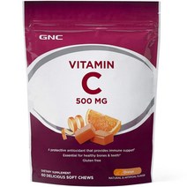 GNC 비타민 C 500mg 오렌지 딜리셔스 소프트츄, 60개입, 1개, 60정