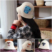 버킷햇 예쁜 캐릭터 자수 벙거지 모자 친구 생일 선물 만들기 수작업 DIY, 곰