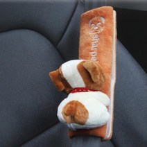 유아차량 푹신한 유아안전벨트인형 2개 스타렉스 벤츠 BMW 볼보 임산부 카니발, 브라운 강아지
