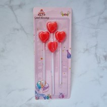 스윗앤스윗. 롱스틱 레드하트 초 4P (13.5cm) 이벤트용 생일초