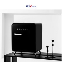 윈세프 레트로 인테리어 미니 냉장고 WK-45R -45리터-, 블랙 다리옵션