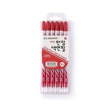 문교 채점용 만점색연필 빨강 6개입 학원 학교 문구, 단품
