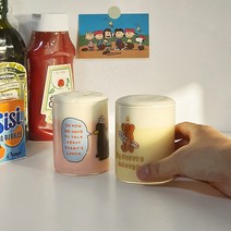 플랫화이트 캐릭터 온더락 유리잔 아인슈페너 아이스 라떼 글라스컵 300ml, 바게트