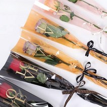 꽃 포장지 한송이 투명 opp 꽃포장 1송이 도매 포장지, 05.심플프레임골드엣지싱글백[핑크]50개