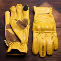 라우라 레트로 오토바이 스웨이드 가죽 장갑 소가죽글러브 스마트터치 방풍, 노란색 사계절 터치 스크린