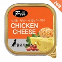 강아지 애견간식 고단백 사각캔사료 100g 24개 허스키 중형견 폼피츠 불독, 닭고기_연어