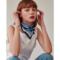 22SS 블루 빅쁘띠 패턴 실크 100% 스카프 JASC2E108B2