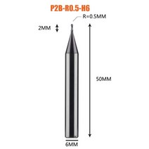 1pc 볼 노즈 엔드 밀 2 플루트 r0.5-r6.0 금속면 및 슬롯 가공용 cnc 엔드 밀링 커터 hrc50 코팅 엔드 밀, 1pc-p2b-r0.5-h6