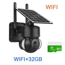 현관CCTV 태양광CCTV 무선감시카메라 현관문CCTV 야외 가정용CCTV 야외 카메라 와이파이 태양열 태양광충전, 블랙 WIFI 32GB 추가