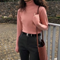 니트 백사또귀마 훔치다 티 그린 스웨터 여성 부드럽고 찰기가 있다 이너웨어 스판 목폴라 겨울 1433873209