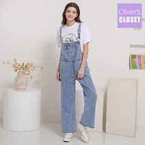 [올리비에스클로젯]와이드 데님 멜빵 오버롤 팬츠_[O2203DP024A]