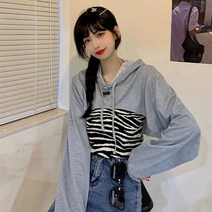 크롭 후리스 후드 여성 봄 솔리드 심플 색 모자 자르기 패션 유럽 스타일 스트리트 전체