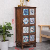 북유럽수납장 코너 서랍장 모던 수납 사이드 다용도 폭좁은 속옷서랍 예쁜 4단 5단 원목, 브라운 43X34X99CM