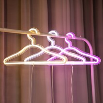 LED 네온사인 옷걸이 인테리어 무드등 화이트, 옐로
