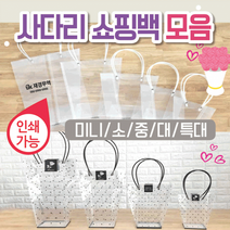 쇼핑백 화분쇼핑백/투명쇼핑백/꽃화분쇼핑백/비닐백/비닐쇼핑백/투명쇼핑백/투명백, 땡땡이사다리쇼핑백(중)