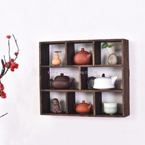 WARM미니그릇장 다용도 빈티지 엔틱 그릇장 다기장 장식장 카페장 원목 찻장 그릇 3종, 8칸