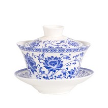 전통 다도 찻잔 커피 명품 한방차 빈티지 홍차 200ml 중국 전통 세라믹 차 그릇 파란색과 흰색 도자기 뚜껑, 07 7_01 200-400ml