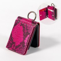 본아띠 갤럭시 Z플립4 아토 아나콘다 고리 링 카드 포켓 수납 지갑형 천연소가죽 케이스