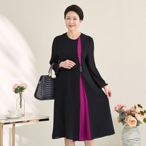 로즈맘 링키배색원피스 중년여성의류 엄마원피스 모임룩 정장룩 결혼식 50대원피스
