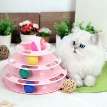 말썽쟁이여름 디스크볼 고양이 장난감 냥냥펀치 놀이기구 공 사냥놀이 토이볼 놀이 공놀이 턴테이블 혼자놀기, 핑크
