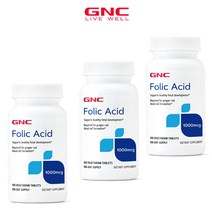 GNC 엽산 1000mcg 100정 X3병, 1개, 기본