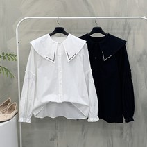 [봄신상무배]블레어 프릴 소매 자수 카라 블라우스