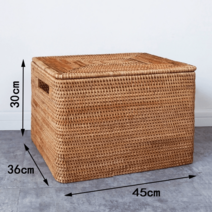 라탄 정리 바구니 바스켓 철제 패브릭 대나무 사각 대형 손잡이 미니 플라스틱 트레이 수납, 뚜껑형 45*36*30cm
