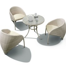 야외 데스크 펜션 호텔 등나무 테이블 의자 세트, 테이블 1개 의자 3개 세트