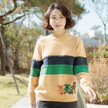 조이마담 T51147 베어 배색 니트 티셔츠