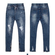 넘버나인 남자 디스트로이드진 슬림 밴딩 바지