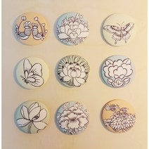 문화가게 민화도안 민화그림 브로치만들기 (50mm), 5번 연화1