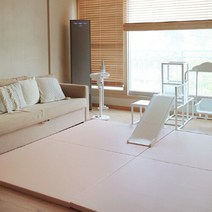 쁘띠메종 2단 폴더 거실매트 솔리드 210X140X4cm, 양면 로즈베이지