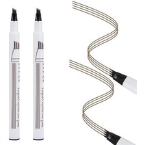 4 갈래 머리 기울 눈썹 연필 사이트 디자인 - Microblading 방수 액체 문신 펜 Boobeen 2PCS 펜 - 하루 종일 지