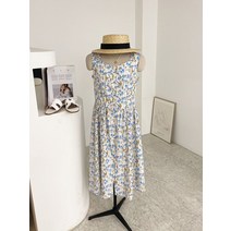 허니제이 / 투얀 플라워 버튼 나시 롱 원피스(2color)
