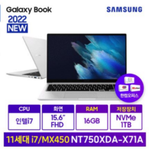 삼성전자 2021 갤럭시북 15.6, 미스틱 실버, NT750XDA-X71AS, 코어i7, 1TB, 16GB, WIN11 Home